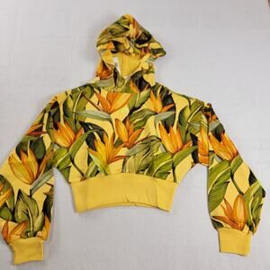 Adidas x Farm Rio Wmns Crop Top Hoodie Yellow Sz L JD6282 (875-877)